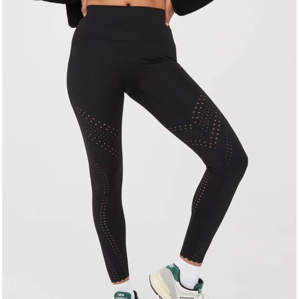 OFFLINE by Aerie Goals High Rise 7/8 Leggings Black Laser‎ Cut Scalloped Small P